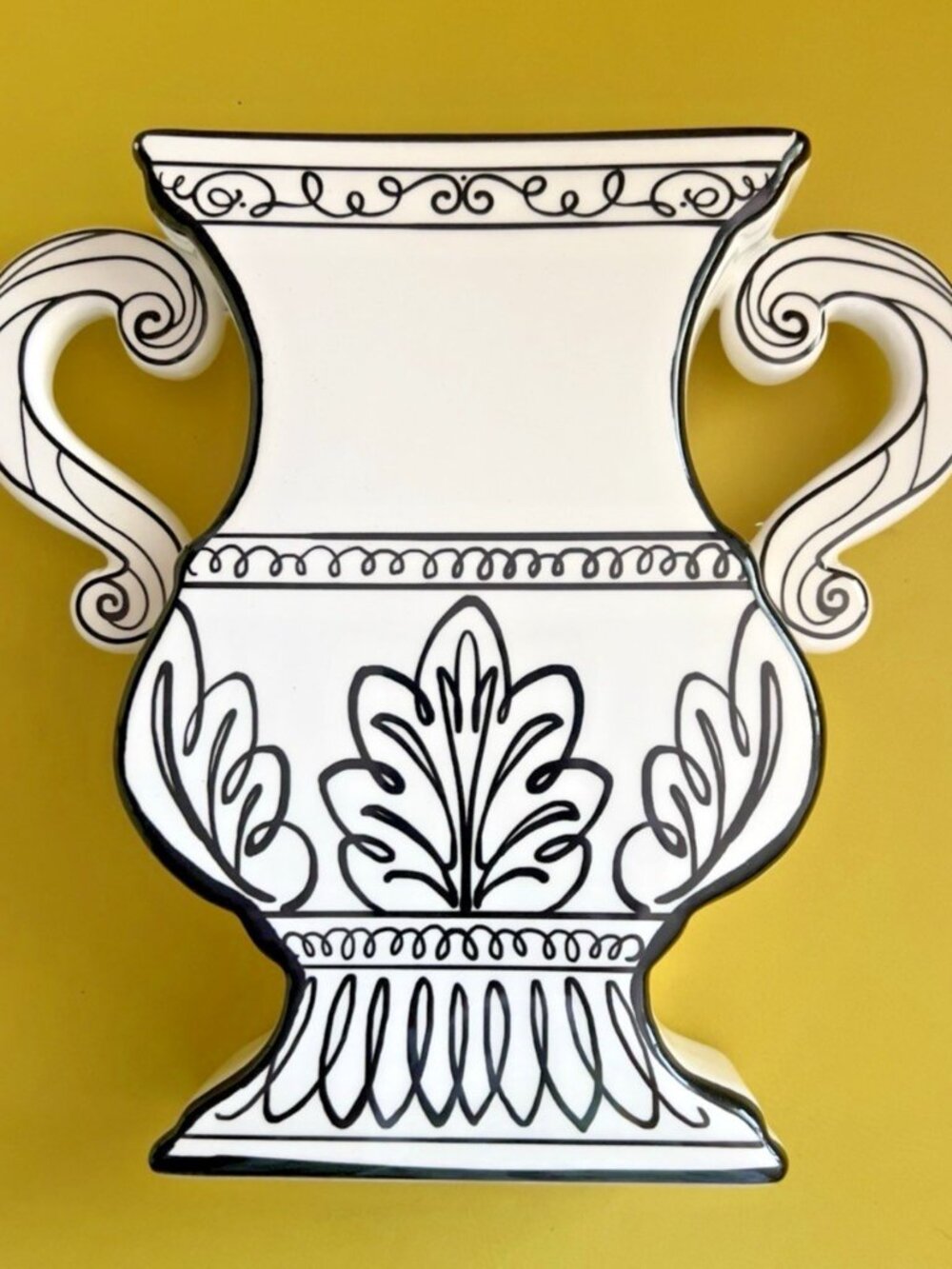 ART DECO Vase Black & White Classic KARE Design ARTSY Handpainted 9"H x 10"W